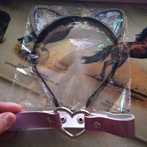 Lace Cat Ears Headband and Heart Choker